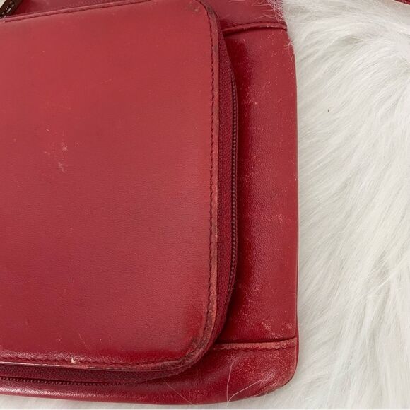 HOBO International Purse Red Leather Crossbody Bag Travel Pockets Roomy - Picture 5 of 10